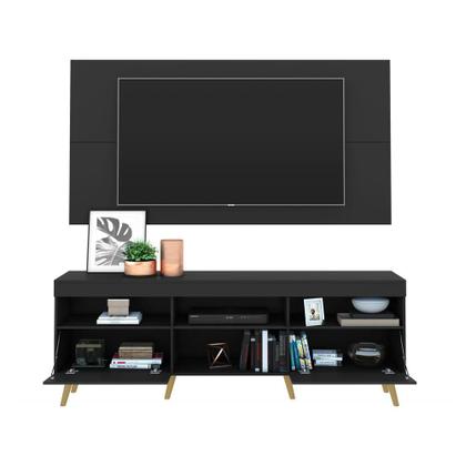 Imagem de Rack c/ Painel p/ TV até 65" e Pés Retrô Flórida Multimóveis Preto/Natural