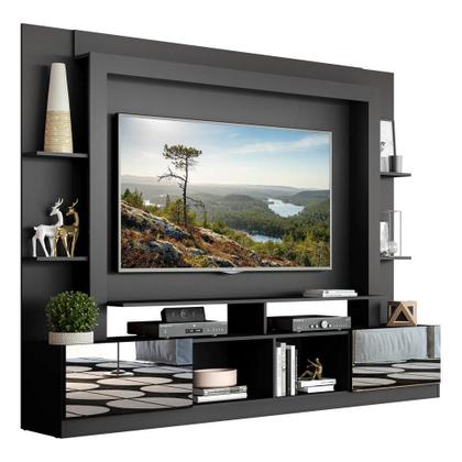 Imagem de Rack c/ Painel TV 65" Portas c/ Espelho Oslo Multimóveis Preto