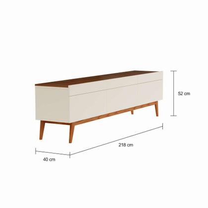 Rack Cambridge I 3 GV Off White com Freijó Touch 218 cm - Mobly Imagem de Rack Cambridge I 3 GV Off White com Freijó Touch 218 cm