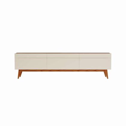 Rack Cambridge I 3 GV Off White com Freijó Touch 218 cm - Mobly Imagem de Rack Cambridge I 3 GV Off White com Freijó Touch 218 cm