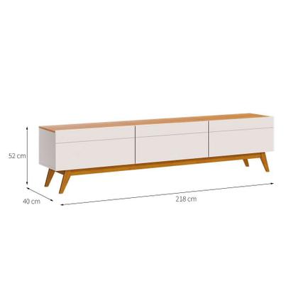 Rack Classic I Off White e Nature 52x218 cm - Imcal Imagem de Rack Classic I Off White e Nature 52x218 cm