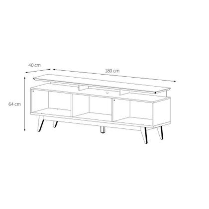 Rack Classic I Off White e Nature 64x180 cm - Imcal Imagem de Rack Classic I Off White e Nature 64x180 cm