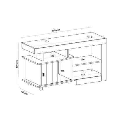 Imagem de Rack Com 1 Porta Deslizante e 3 Artely Royal Cor Cinamomo com Off White