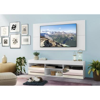 Imagem de Rack com Espelho, Painel e Suporte TV 65" com 2 Portas Londres Multimóveis Branco