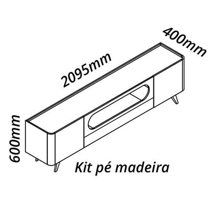 Imagem de Rack Com LED Pra TV 75 Polegadas Design Exclusivo 210cm Nobre Pés de Madeira Gelius Off White