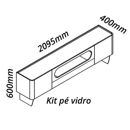 Imagem de Rack Com LED Pra TV 75 Polegadas Design Exclusivo 210cm Nobre Pés de Vidro Gelius Off White