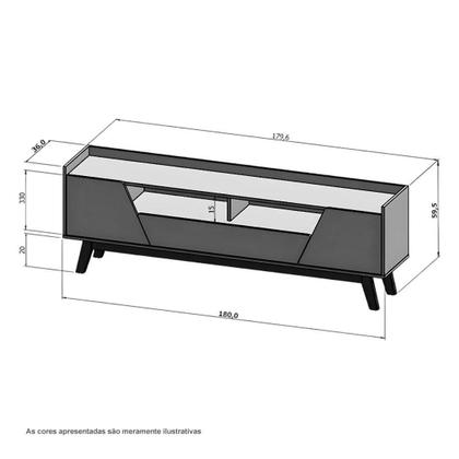 Imagem de Rack com Nichos Florença Preto Fosco e Naturalle Bechara
