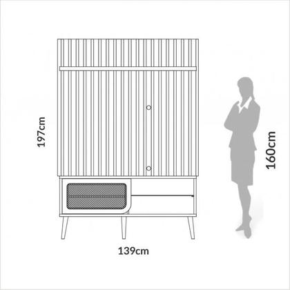 Imagem de Rack com Painel 1 Porta com Palha Natural Freijó