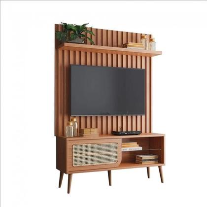 Imagem de Rack com Painel 1 Porta com Palha Natural Freijó