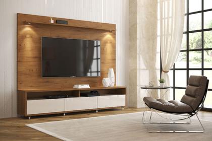 Imagem de Rack com Painel Aspen 2.2 Madeiro Canela com Off White - MoveisAqui