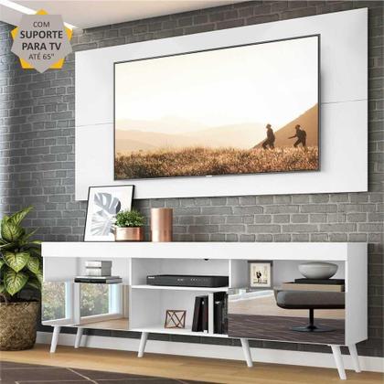 Imagem de Rack com Painel até 65" com Espelho Pés Retrô Multimóveis