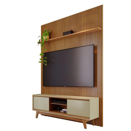 Imagem de Rack com Painel Frisado para TV até 65 Polegadas 2 Portas de Correr com Pés Milo Madetec