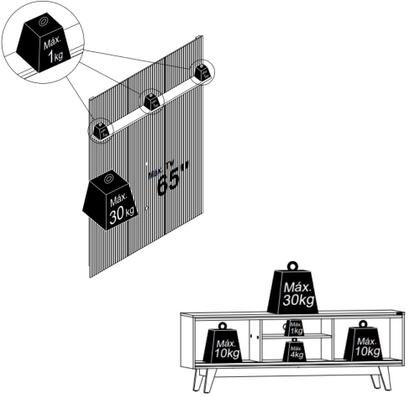 Imagem de Rack com Painel Frisado para TV até 65 Polegadas 2 Portas de Correr com Pés Milo Madetec