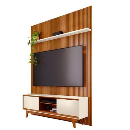 Imagem de Rack com Painel Frisado para TV até 65 Polegadas 2 Portas de Correr com Pés Milo Madetec