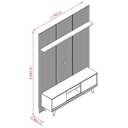 Imagem de Rack com Painel Frisado para TV até 65 Polegadas 2 Portas de Correr com Pés Milo Madetec