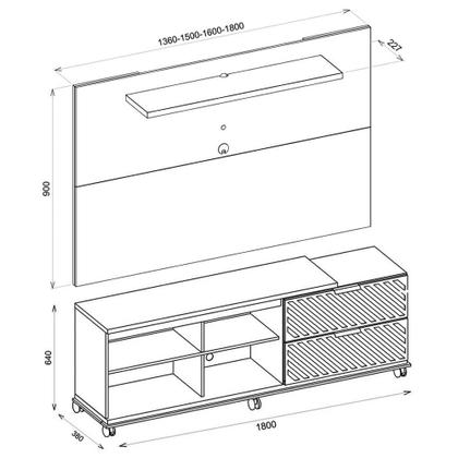 Imagem de Rack Com Painel Harmony Para TV até 55 Polegadas Caemmun