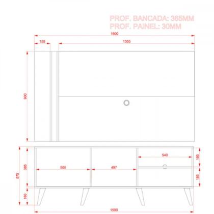 Imagem de Rack Com Painel Madetec Cronos Para TV AtA 65 Polegadas