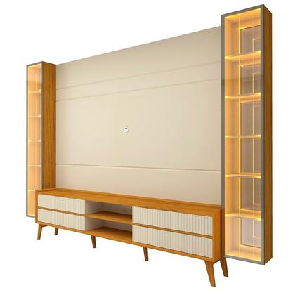 Imagem de Rack com Painel para Tv 84 Polegadas com Led 4 Gavetas 2 Portas 293cm 100% Mdf Luminare/magnífico
