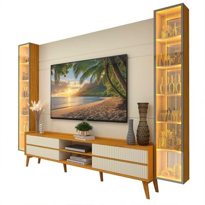 Imagem de Rack com Painel para Tv 84 Polegadas com Led 4 Gavetas 2 Portas 293cm 100% Mdf Luminare/magnífico