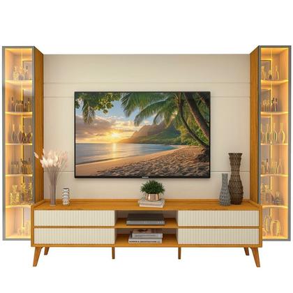 Imagem de Rack com Painel para Tv 84 Polegadas com Led 4 Gavetas 2 Portas 293cm 100% Mdf Luminare/magnífico
