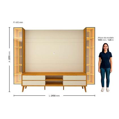 Imagem de Rack com Painel para Tv 84 Polegadas com Led 4 Gavetas 2 Portas 293cm 100% Mdf Luminare/magnífico