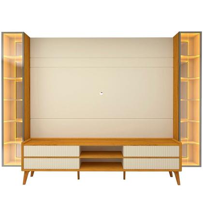 Imagem de Rack com Painel para Tv 84 Polegadas com Led 4 Gavetas 2 Portas 293cm 100% Mdf Luminare/magnífico