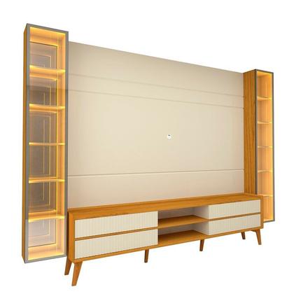 Imagem de Rack com Painel para Tv 84 Polegadas com Led 4 Gavetas 2 Portas 293cm 100% Mdf Luminare/magnífico