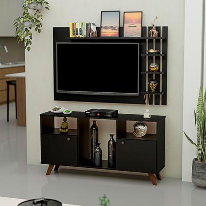 Imagem de Rack com Painel para TV até 32 Polegadas 2 Portas e Pés Retrô NetMobil