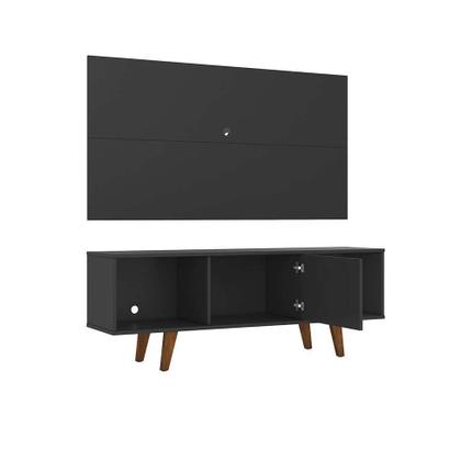 Rack com Painel para TV até 42 Polegadas Polo Preto 135 cm - Mobly Imagem de Rack com Painel para TV até 42 Polegadas Polo Preto 135 cm