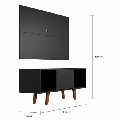 Imagem de Rack com Painel para TV até 42 Polegadas Polo Preto 135 cm