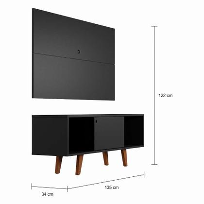 Rack com Painel para TV até 42 Polegadas Polo Preto 135 cm - Mobly Imagem de Rack com Painel para TV até 42 Polegadas Polo Preto 135 cm