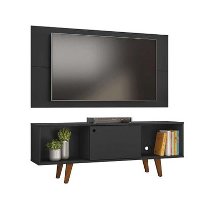 Rack com Painel para TV até 42 Polegadas Salah Preto 135 cm - Mobly Imagem de Rack com Painel para TV até 42 Polegadas Salah Preto 135 cm