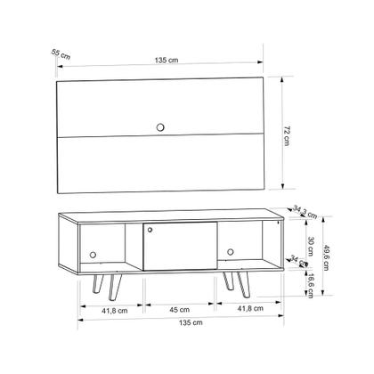 Imagem de Rack com Painel para TV até 42 Polegadas SalahFreijo e Off White 135 cm