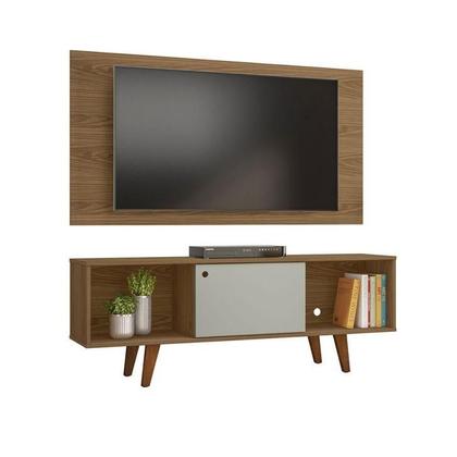 Rack com Painel para TV até 42 Polegadas Taís Freijo e Off White 135 cm - Mobly Imagem de Rack com Painel para TV até 42 Polegadas Taís Freijo e Off White 135 cm