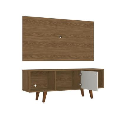 Rack com Painel para TV até 42 Polegadas Taís Freijo e Off White 135 cm - Mobly Imagem de Rack com Painel para TV até 42 Polegadas Taís Freijo e Off White 135 cm