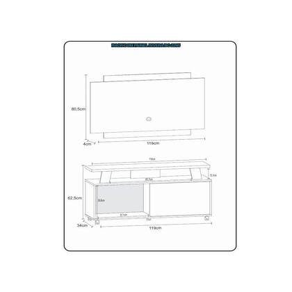 Imagem de Rack com Painel para TV até 50 Polegadas 1 Porta Flex Rivera Atualle