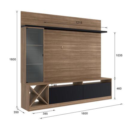 Imagem de Rack com Painel para TV Até 50 Polegadas Coliseu 3 Portas Montana/Preto - Panorama Móveis