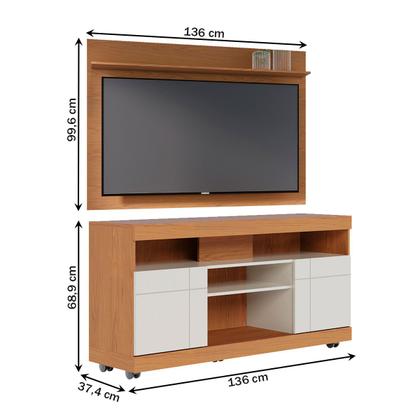 Imagem de Rack com Painel para TV Até 55 Polegadas 2 Portas Bp Freijo/Off White - Colibri
