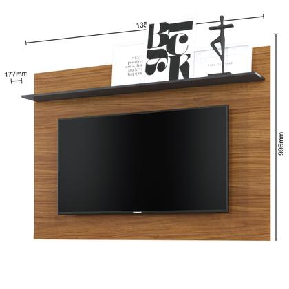 Imagem de Rack com Painel para TV Até 55 Polegadas Bello 2 Portas Noce Milano/Preto Fosco - Pnr Móveis