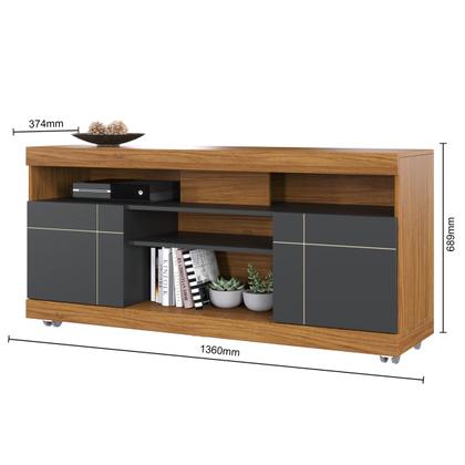 Imagem de Rack com Painel para TV Até 55 Polegadas Bello 2 Portas Noce Milano/Preto Fosco - Pnr Móveis
