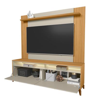 Imagem de Rack com Painel para TV Até 55 Polegadas Dubai 2 Portas 1 Prateleira com Led Tauri/Off White Fosco - Linea Brasil