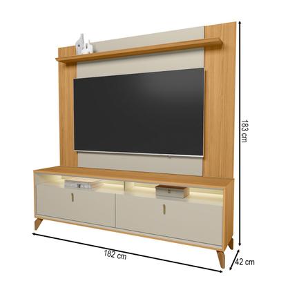 Imagem de Rack com Painel para TV Até 55 Polegadas Dubai 2 Portas 1 Prateleira com Led Tauri/Off White Fosco - Linea Brasil
