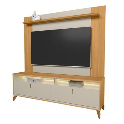 Imagem de Rack com Painel para TV Até 55 Polegadas Dubai 2 Portas 1 Prateleira com Led Tauri/Off White Fosco - Linea Brasil