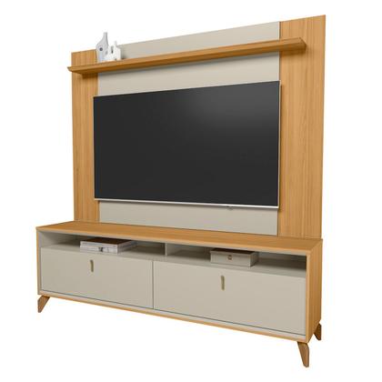 Imagem de Rack com Painel para TV Até 55 Polegadas Dubai 2 Portas 1 Prateleira Tauri/Off White Fosco Fosco - Linea Brasil