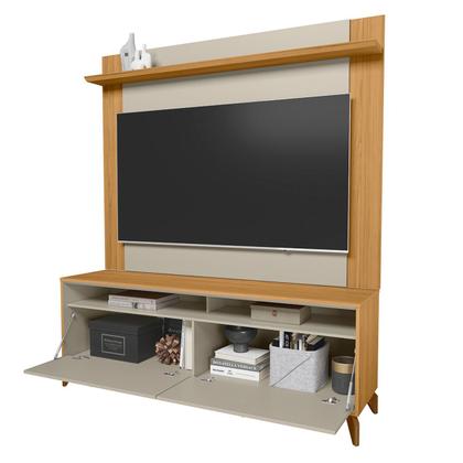 Imagem de Rack com Painel para TV Até 55 Polegadas Dubai 2 Portas 1 Prateleira Tauri/Off White Fosco - Linea Brasil