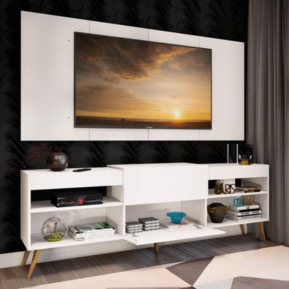 Imagem de Rack com Painel para TV Até 60 Polegadas Milão 1 Porta 2 Prateleiras Branco - Panorama Móveis