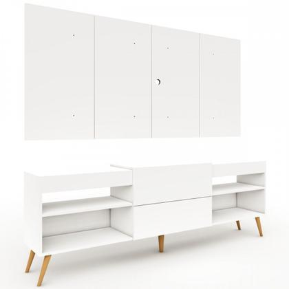 Imagem de Rack com Painel para TV Até 60 Polegadas Milão 1 Porta 2 Prateleiras Branco - Panorama Móveis