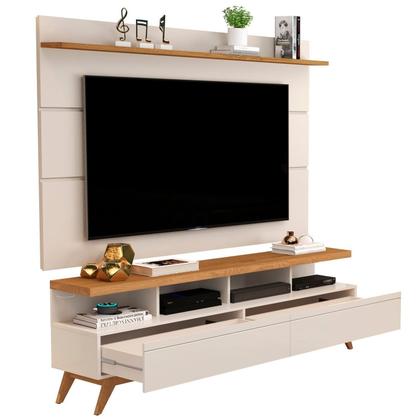 Imagem de Rack com Painel para TV até 60 Polegadas Pés em Madeira Maciça Vivare