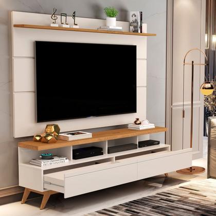 Imagem de Rack com Painel para TV até 60 Polegadas Pés em Madeira Maciça Vivare