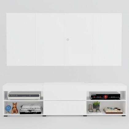 Imagem de Rack com Painel para TV Até 60 Polegadas Roma 1 Porta 2 Prateleiras Branco - Panorama Móveis